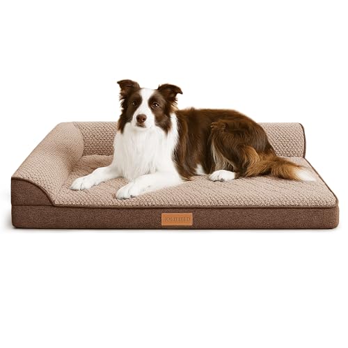 Jolifield Orthopädisches Jacquard-Hundebett für extra große Hunde, 121,9 x 76,2 cm, wasserdicht, L-förmig, großes Hundesofa, Haustierbett mit waschbarem, abnehmbarem Bezug, rutschfest, weich, bequem, von Jolifield