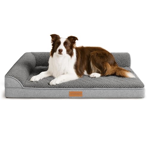 Jolifield Orthopädisches Jacquard-Hundebett für große Hunde, 106,7 x 71,1 cm, wasserdicht, L-förmig, großes Haustier-Sofabett mit waschbarem, abnehmbarem Bezug, rutschfest, weich, warm, bequem, Jolifield Orthopädisches Jacquard-Hundebett für große Hunde, 106,7 x 71,1 cm, wasserdicht, L-förmig, großes Haustier-Sofabett mit waschbarem, abnehmbarem Bezug, rutschfest, weich, warm, bequem, von Jolifield