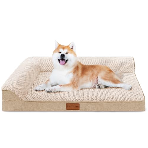 Jolifield Orthopädisches Jacquard-Hundebett für mittelgroße Hunde, wasserdicht, L-förmig, mittelgroß, mit waschbarem, abnehmbarem Bezug, rutschfest, weich, warm, bequem, Haustier-Couch-Schlafmatte, Jolifield Orthopädisches Jacquard-Hundebett für mittelgroße Hunde, wasserdicht, L-förmig, mittelgroß, mit waschbarem, abnehmbarem Bezug, rutschfest, weich, warm, bequem, Haustier-Couch-Schlafmatte, von Jolifield