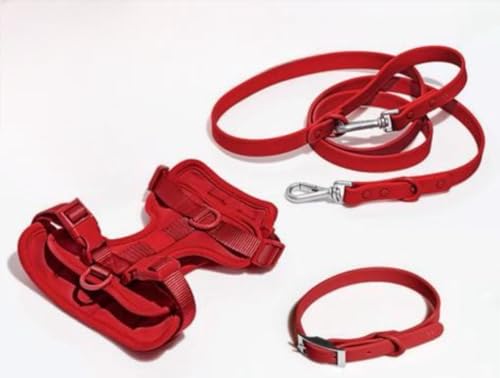 Hunde-Kombi-Kollektion (Halsband, Geschirr und Leine) (Rot, Größe L) von JollyRover Pets
