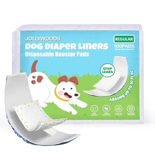 Jollywoods Hundewindeleinlagen für männliche und weibliche Hunde, Einweg-Windeleinlagen für Hundebauchbänder und männliche Bandagen, super saugfähig und auslaufsicher (normal, 100 Stück) von Jollywoods