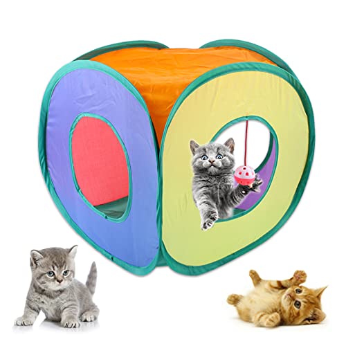 Faltbarer Katzentunnel, Rainbow Kitten Zelt Spielzeug Für Katzen Kätzchen Spielplatz Für Haustiere, Katzen Und Welpen Jomewory von Jomewory