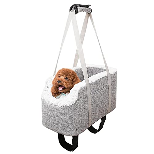 Jomewory Autositz für Hunde, Hundesitzerhöhung für kleine Haustiere, Vollständig Abnehmbarer und Waschbarer Autositz für Hunde und Katzen in der Mittelkonsole mit festen Gurten, passend für Auto von Jomewory