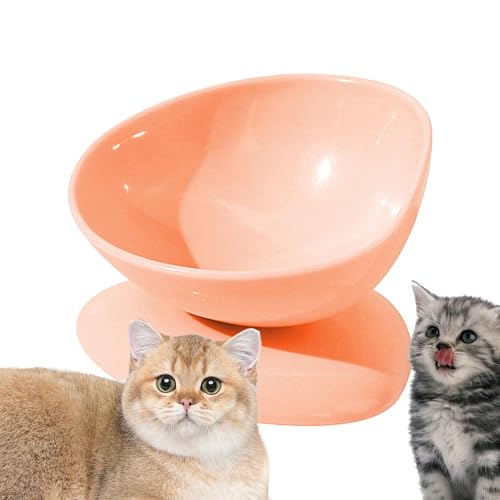 Jomewory Gekippte, erhöhte Futternäpfe für Katzen,Gekippte Futternäpfe für Katzen,Einzelner Katzennapf - Um 15 Grad geneigter, ergonomischer, Rutschfester Futterspender, schützt die Wirbelsäule der von Jomewory