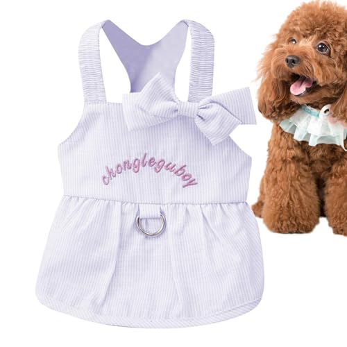 Jomewory Hundekleidung für kleine Hunde Mädchen Sommer,Hunde-Sommerkleid - Modische Haustier-Hundekleidung,Gestreifte Hunde-Outfits mit Kordelzug-Schnalle, Hunde-Sommerkleid mit Schleife für kleine, von Jomewory