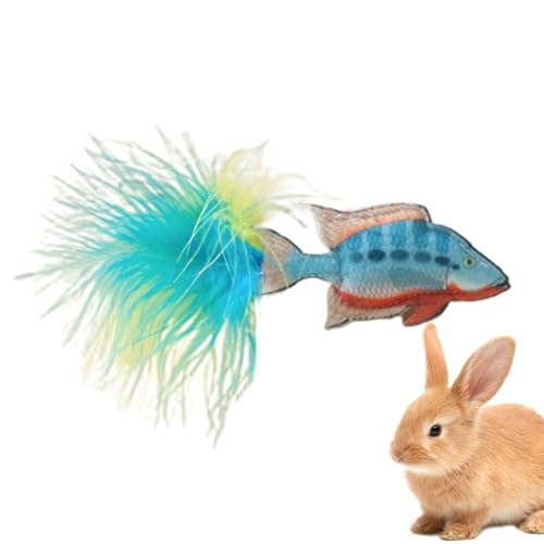 Jomewory Katzenfedern Spielzeug – Katzenspielzeug aus Filz, tiefer Seefisch mit bunten Federschwanz | Cat Teaser – interaktives Selbstspielzubehör für Haustiere von Jomewory