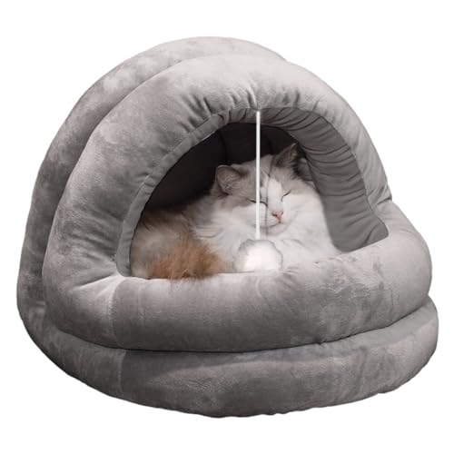 Jomewory Katzenschlafsack, Haustierhöhlenbett für Katzen, selbstwärmendes Katzenbett, Winterschlafbett für kleine Hunde, geeignet für Katze und Welpen (40 x 35 x 19 cm) von Jomewory