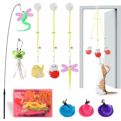 Jomewory Katzenstab Spielzeug, Katzenfeder - Einziehbarer Teaser -Katzen -interaktiv - 9X Haustiervorräte mit Bell & Catnip, Indoor -Spiele für Kätzchen -Trainingspiele Jomewory Katzenstab Spielzeug, Katzenfeder - Einziehbarer Teaser -Katzen -interaktiv - 9X Haustiervorräte mit Bell & Catnip, Indoor -Spiele für Kätzchen -Trainingspiele von Jomewory