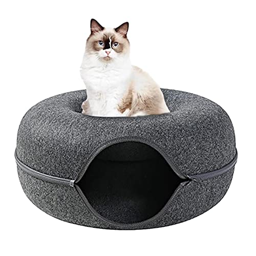 Jomewory Katzentunnel, Katzentunnel für Indoor-Katzen – Katzentunnelbett, Katzentunnel, Katzentunnel, Nest aus Filz, Katzenbett, abnehmbares Katzen-Donut-Tunnel, Katzenbett für Indoor-Katzen von Jomewory