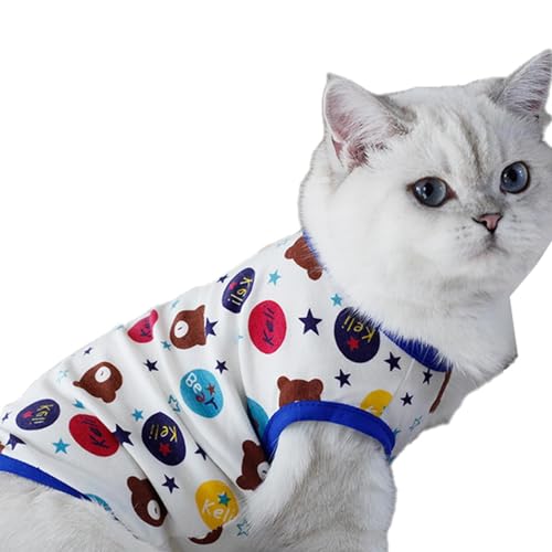 Jomewory Sommer-T-Shirts für Katzen, Baumwolle, ärmellose Kleidung, Baumwolle, ärmellos, atmungsaktiv, für Katzen, Hunde, kleine Haustiere von Jomewory
