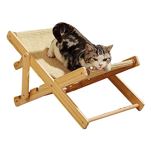 Katzenliege - Katzenliege Beige Sisal - Verstellbare Katzenliege, Tragkraft 10kg, Katzenmöbel von Mini Strandstuhl, Katzenhängematte Bett Hängematte Stuhl, Hundebett Katzenhängematte für Kleintiere von Jomewory