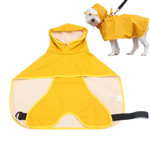 Regenponcho für Hunde, gelber PU-Regenmantel für Hunde mit Bauchschutz, wasserdichte Hundejacke, langlebige Kleidung für Outdoor, Abenteuer und Wandern Jomewory von Jomewory