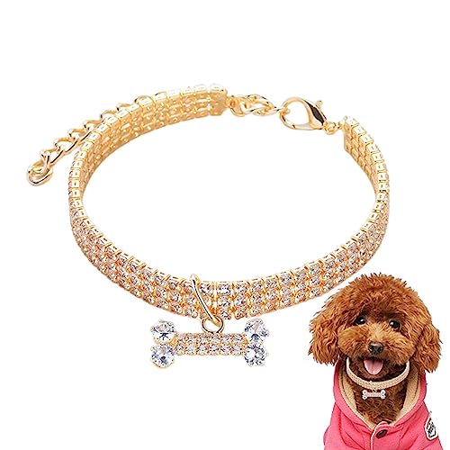 Strass-Hundehalsband – kleine Hunde und Katzen, Strass-Halsband-Halsketten-Set – Strass-Katzenhalsband, hübscher Haustierschmuck, Party-Hochzeitszubehör für weibliche Welpen von Jomewory
