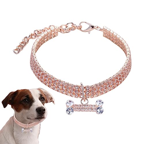 Strass-Hundehalsband – kleine Hunde und Katzen, Strass-Halsband-Halsketten-Set – Strass-Katzenhalsband, hübscher Haustierschmuck, Party-Hochzeitszubehör für weibliche Welpen von Jomewory