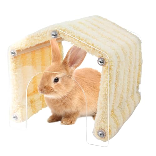 Tierversteck Für Innenraum | Kleintierhaus Mit Acryl Tür | Kuscheliges Plüschhaus Als Nage- Und Ruheplatz Für Hamster, Igel & Chinchillas Innen- Und Außerhalb des Käfigs von Jomewory