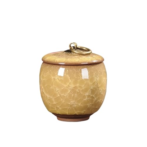 Aorm Kleine Haustier-Urne im Vintage-Stil, tragbar, EIS-Knister-Kätzchen, Hund, verstorben, Einäscherung, Altar, Haar-Gedenkdose(Agate Yellow(60ml)) von Jonesangle