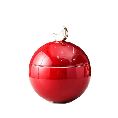 Jonesangle Aorom Haustier-Urne, Moderne, einfache Gedenkbox for Katzen, Hunde, Verstorbene, Sonne, Mond und Sterne, Keramikdose, Haustier-Urne, feuchtigkeitsbeständig, Aufbewahrungsdose(Red) von Jonesangle