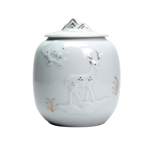 Aorom Haustier-Urne, hochwertiges Keramikglas, Katze, Hund, versiegelte Asche-Schutzbox, universelle Einäscherungskonservierung, Asche, feuchtigkeitsbeständiges Aufbewahrungsglas(Deer) von Jonesangle