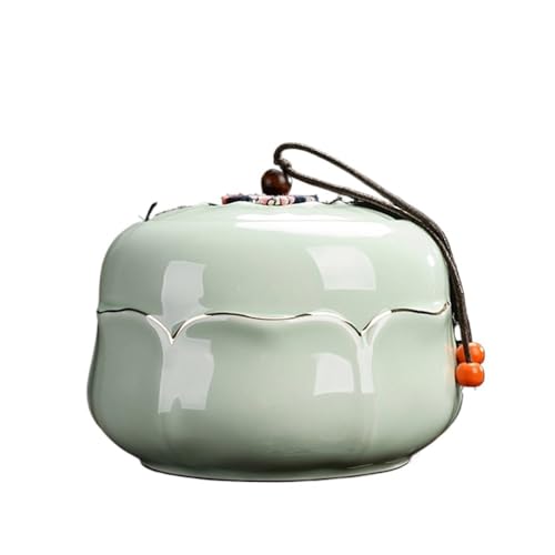 Aorom Haustier-Urne, hochwertiges Keramikglas, Katze, Hund, versiegelte Asche-Schutzbox, universelle Einäscherungskonservierung, Asche, feuchtigkeitsbeständiges Aufbewahrungsglas(Lotus Leaf Gold Pot) von Jonesangle