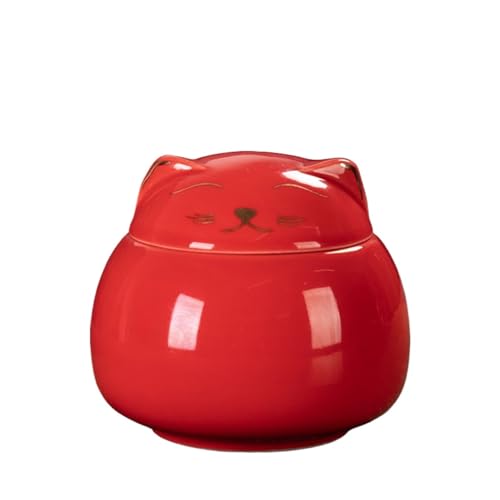 Jonesangle Aorom Haustierurne, Katzenurne, Sarg, Sarg, Beerdigung, Feuerbestattung, Zubehör, Hundeurne, verstorben, Zuhause, Gedenkglas, feuchtigkeitsbeständiges Aufbewahrungsglas(Red Cat 500ml) von Jonesangle