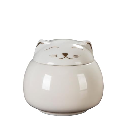 Jonesangle Aorom Haustierurne, Katzenurne, Sarg, Sarg, Beerdigung, Feuerbestattung, Zubehör, Hundeurne, verstorben, Zuhause, Gedenkglas, feuchtigkeitsbeständiges Aufbewahrungsglas(White cat 220ml) von Jonesangle