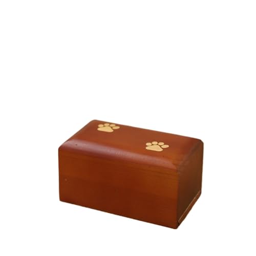 Jonesangle Aorom Haustierurne mit Pfotenabdruck, Gedenkurne, Gedenkurne aus Kiefernholz, Millennium-Unsterblichkeit, Urne for Katzen und Hunde(Red Small Size 12 * 7 * 6cm) von Jonesangle