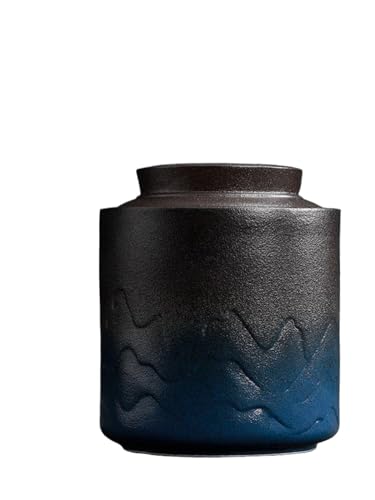 Jonesangle Aorom Haustierurnen for verstorbene Katzen und Hunde, Gedenkbox, Farbverlauf, Keramikkanister, feuchtigkeitsbeständiges Aufbewahrungsglas(Black+Blue) von Jonesangle