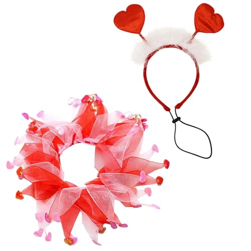 Feiertags-Haustierkostüm-Set,Hunde-Valentinstag-Outfit - Feiertags-Welpen-rotes Herz-Stirnband,Valentinstag-Tierhaar-Accessoires, Haustier-Feiertags-Outfit-Accessoire für den Valentinstag Feiertags-Haustierkostüm-Set,Hunde-Valentinstag-Outfit - Feiertags-Welpen-rotes Herz-Stirnband,Valentinstag-Tierhaar-Accessoires, Haustier-Feiertags-Outfit-Accessoire für den Valentinstag von Jongyumo