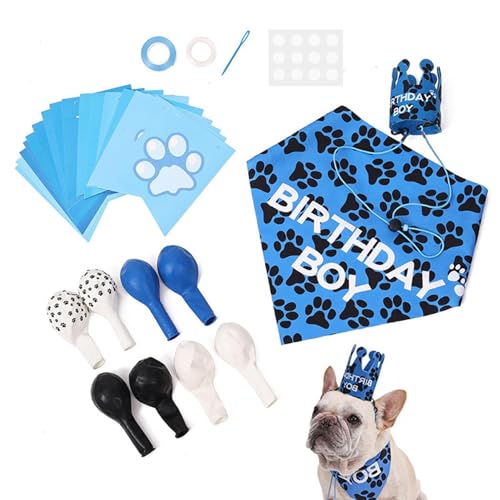 Hunde-Geburtstagshut,Hunde-Geburtstagsparty-Zubehör,Verstellbares Hunde-Geburtstagsoutfit | Hundeschal, Hundemädchen-Geburtstags-Bandanas-Set, lebendiges Feier-Design für kleine und mittelgroße Hunde von Jongyumo