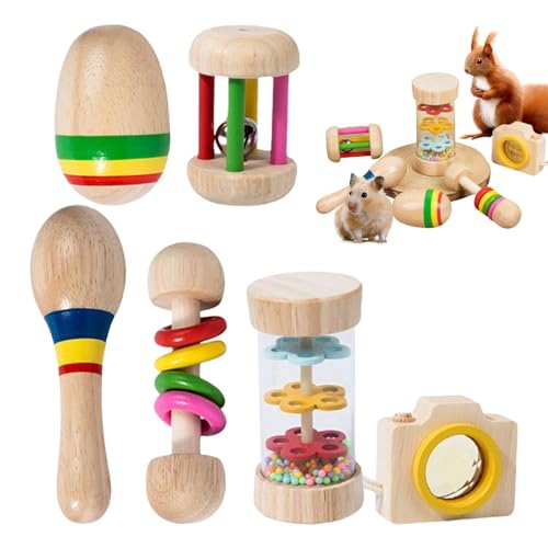 Jongyumo Nagetier Spielzeugset, 6 Stück Bunte Kauspielzeug für Kaninchen, Meerschweinchen & Hamster, Zahnpflege Zubehör Set mit Rasseln & Kaleidoskop Jongyumo Nagetier Spielzeugset, 6 Stück Bunte Kauspielzeug für Kaninchen, Meerschweinchen & Hamster, Zahnpflege Zubehör Set mit Rasseln & Kaleidoskop von Jongyumo