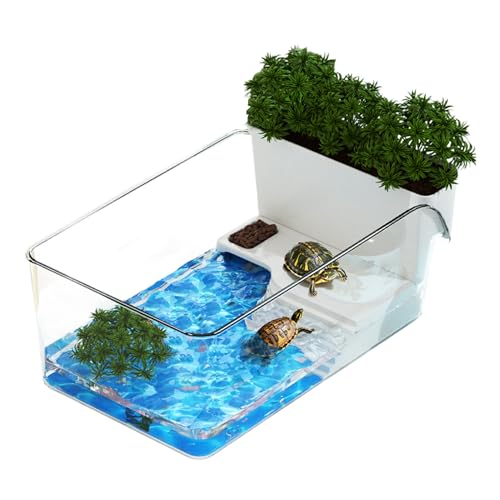 Schildkrötenaquarium, Terrarium für Reptilien, mit Kletterplatz und Blumentopf, Geeignet für Kleine Fische und Krabben, Perfekt für Zuhause, Büroarbeitsplätze, Wohnzimmer Schildkrötenaquarium, Terrarium für Reptilien, mit Kletterplatz und Blumentopf, Geeignet für Kleine Fische und Krabben, Perfekt für Zuhause, Büroarbeitsplätze, Wohnzimmer von Jongyumo