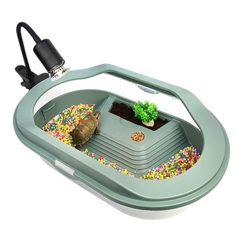 Wasserschildkrötenbecken - Reptilien Terrarium - Sonnenplatz Bodenablauf Zuchtbox Klardeckel Für Einsiedlerkrebse Kleintiere von Jongyumo