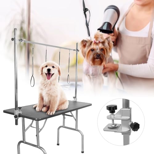 Jonlaki Hundepflege-Hängematte, Höhenverstellbarer Klemmhalter, Edelstahl-Haustierpflegetisch mit Schlaufe, Hundepflege-Arm, Pflegehelfer für Kleine, Mittelgroße Hunde und Katzen zu Jonlaki Hundepflege-Hängematte, Höhenverstellbarer Klemmhalter, Edelstahl-Haustierpflegetisch mit Schlaufe, Hundepflege-Arm, Pflegehelfer für Kleine, Mittelgroße Hunde und Katzen zu von Jonlaki