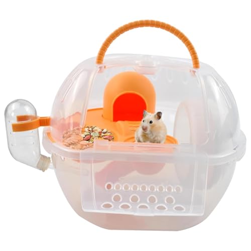 Jooehyer Hamstertravel -Tr?ger, Tragbar mit Stillen ¨¹bungsr?dern Wasserflasche Food Dish 2 Stufen Atmungsaktiv Carry Case Orange von Jooehyer