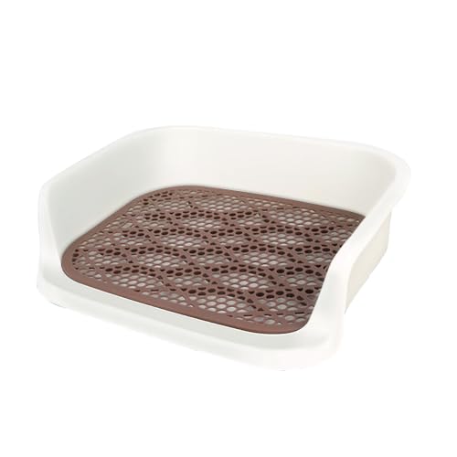 Toilettentraining-Tablett für Haustiere, Gitterdesign mit erhöhtem Rand -60 * 50vm (Weiß-Braun) von JooumaniQ