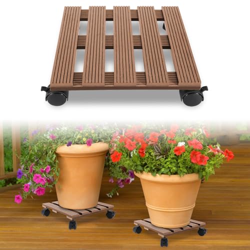 Jopassy 2X WPC Pflanzenroller 30x30CM, Blumenroller Tragkraft 80 KG, Rolluntersetzer mit Rollen, Rollbrett für den Innen- und Außenbereich, Kübelroller für Pflanzen, Blumentopf (Eckig Braun) Jopassy 2X WPC Pflanzenroller 30x30CM, Blumenroller Tragkraft 80 KG, Rolluntersetzer mit Rollen, Rollbrett für den Innen- und Außenbereich, Kübelroller für Pflanzen, Blumentopf (Eckig Braun) von Jopassy