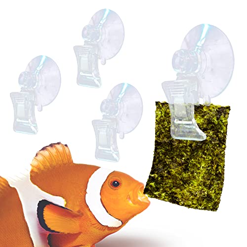 JOR Saugnapf-Clips für Aquarien, inklusive Kunststofffeder, automatischer Fischfutterspender, 5,1 cm (H) x 2,3 cm (B) x 4,6 cm (Durchmesser), transparente Klemmen, 4 Stück pro Packung von Jor