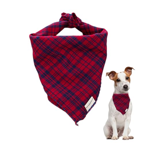Hundehalstuch, rotes Schottenkaro, wiederverwendbar, waschbar, Haustier-Hundehalstuch, Dreieckstuch aus Baumwolle, Haustier-Kostüm-Zubehör für kleine, mittelgroße und große Mädchen oder Jungen, Hunde von Jormftte