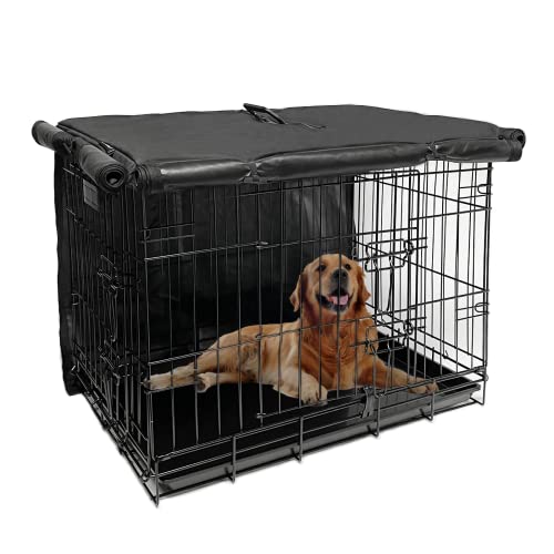 Hundekäfig-Abdeckung für Hundekäfige, 107 cm, mit 1 2 3 Türen, strapazierfähig, wasserdicht, 600D-Oxford-Gewebe, für drinnen und draußen, Schwarz von Joroamp