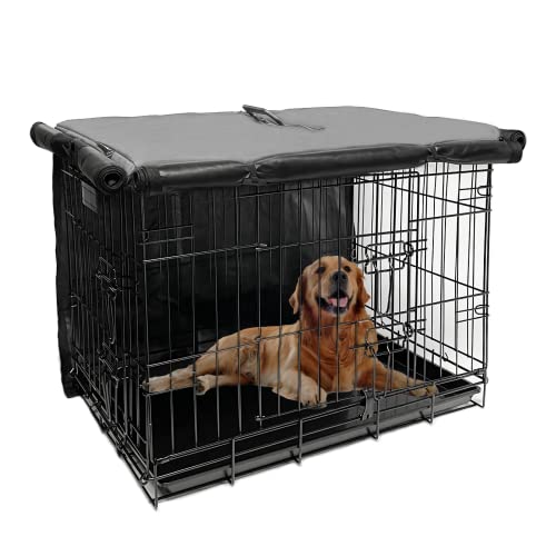 Hundekäfig-Abdeckung für Hundekäfige, 76,2 cm, mit 1 2 3 Türen, strapazierfähig, wasserdicht, 600D Oxford-Gewebe, für drinnen und draußen, Grau von Joroamp