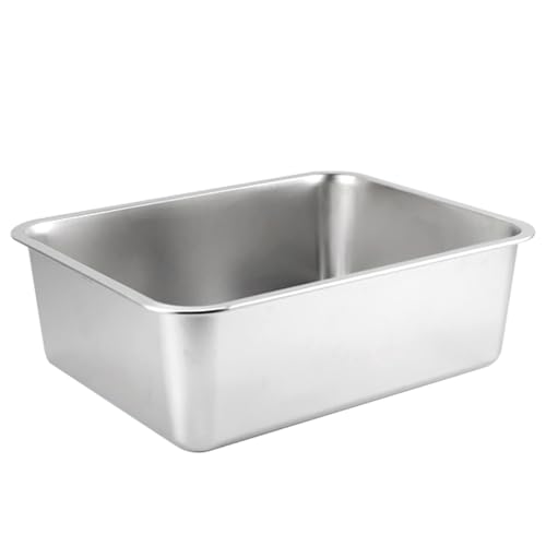 Edelstahl -Katzentoilette 15.8x11.8x5, 9in Hochseiten extra große Katzenratstreubox rostfeste Kratzfeste Metall für Katzen Kaninchen ohne Griff von Jorzer