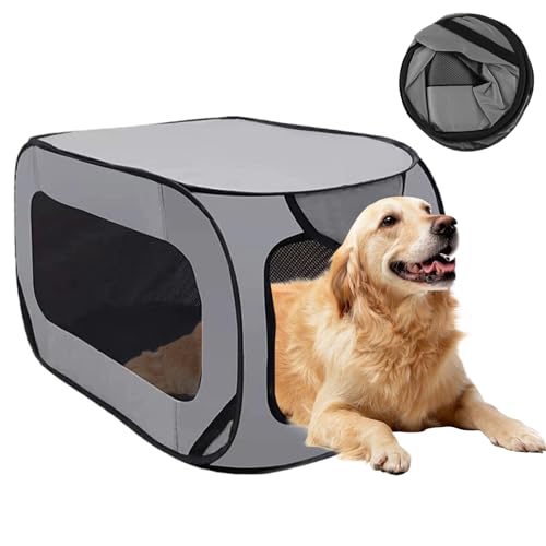 Faltbare Hundebox, 94 x 52 x 52 cm, 420 Oxford-Gewebe, tragbare Hunde-Reisebox, Haustierkäfig für drinnen und draußen, kleine und mittelgroße Welpen Katzen von Jorzer