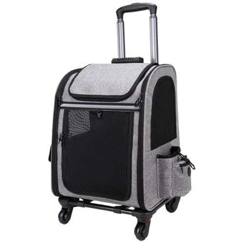 Haustierträger mit der Airline -Genehmigung von Rädern, erweiterbarer Rolling Cat Dog -Rucksack, Haustierträger mit Rädern und Teleskopgriff für Außenreisen von Jorzer
