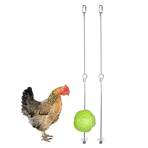 Hühnerfuttermittel Hühnerspielzeug für Hühnchen Hühnchen Gemüse Spieß Edelstahl Haustier Hähnchenfrüchte Lebensmittelhalter Hängende Feeder Spielzeug für Hühner Vögel 2pcs von Jorzer