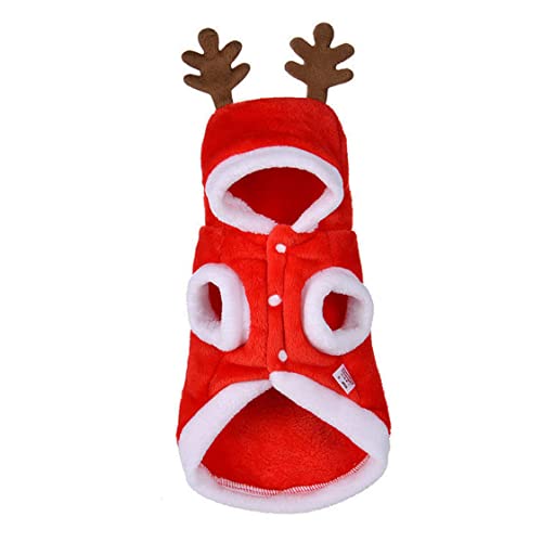 Hund Hoodie Weihnachten Haustier Kleidung Santa Haustier Kostüm Weihnachten Hauspet Cosplay Kleidung Winter Warmer Welpe Katze Hundekleidung Weihnachtsfeiertag Outfit (M) von Jorzer