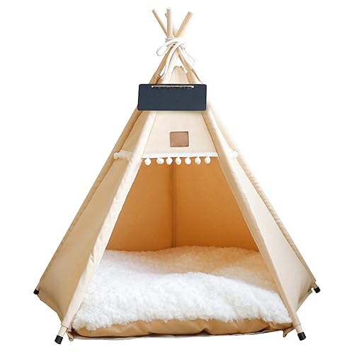 Hunde & Katze Tipee Katzenhund Tipe Bett Haus Haustier Tipe Zelte mit Kissen und Kleiner Tafel hoher waschbarer Hundehaus Welpe Süßes Bett für Haustiere 28 Zoll unter 7 kg von Jorzer