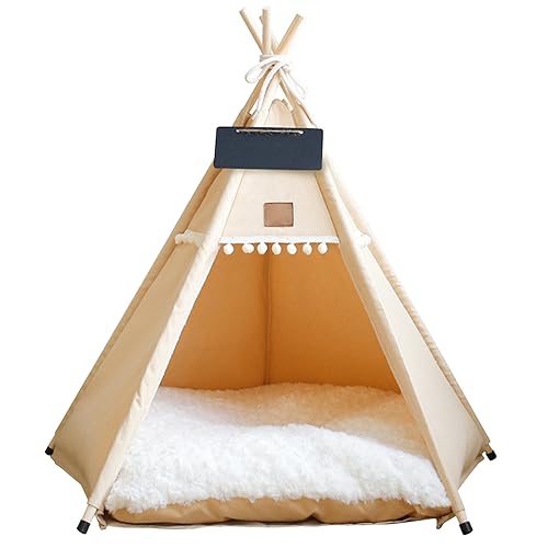 Hunde & Katze Tipee Katzenhund Tipe -Betthaus Haustier Tipee Zelte mit Kissen und Kleiner Tafel hoher waschbarer Hundehaus Welpe Süßes Bett für Haustiere 20 Zoll unter 7 kg von Jorzer