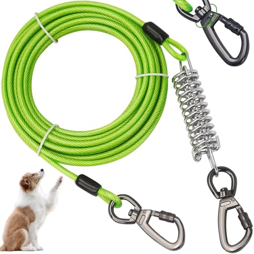 Hundekabel -Kabel, 20 Fuß Lange Hundeleine mit Frühlings- und Drehklammern, Hochleistungsläufer -Kabel bis zu 457 kg Zugkraft, Ketten für das Camping im Außenhof von Jorzer