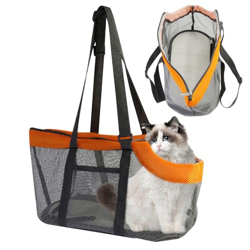 Hundeträger atmungsaktivem Mesh Cat Tote Bag Carrier Großer Kapazität Hunde Reisetasche für Haustiere unter 17, 6 lbs faltbar kleines Haustier mit Sicherheitsschnalle für U -Bahn, Einkaufen, Wandern von Jorzer