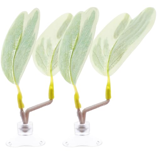 Jorzer Betta Hängematte, 2pcs realistische lebendige Betta -Blatthängematte, Saugnapfbecher montiertes leichte Fischspielzeug für Flunder, Clownfish, Guppy von Jorzer